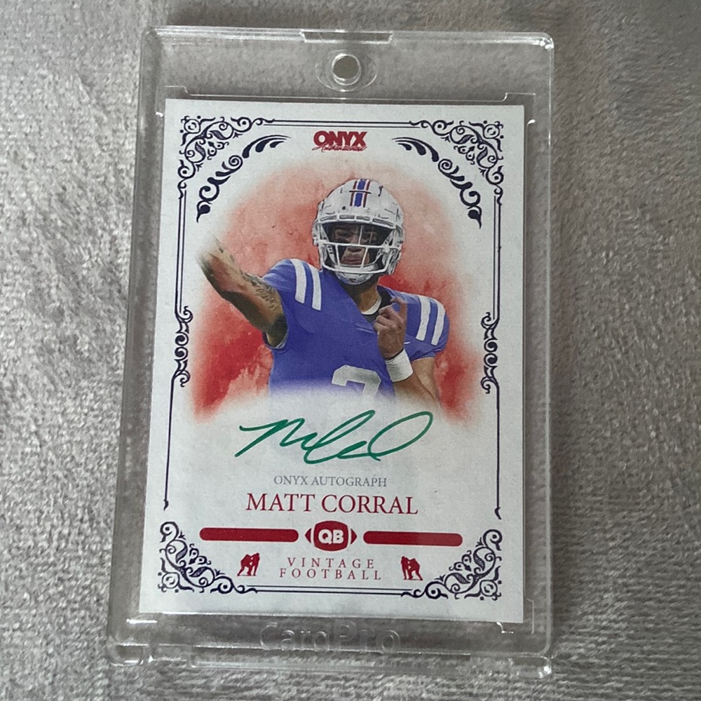 Matt Corral Autographed Onxy Vintage Football Card